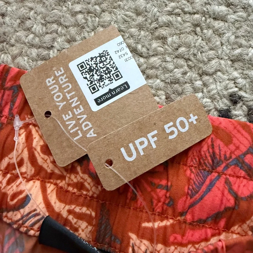 NWT Eddie Bauer Women's L Swim Board Shorts UPF‎ 50+ Tropical Leaf Print Rust